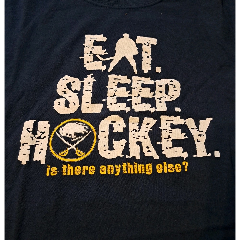 Mens Gildan Lg Buffalo Sabres "Eat Sleep Hockey" Short Sleeve Tee Hockey NHL New - Picture 1 of 5